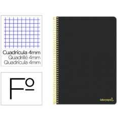 Cuaderno espiral liderpapel folio smart tapa blanda 80h 60gr cuadro 4mm con margen color negro