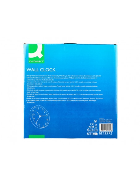 Reloj q-connect de pared analogico plateado silencioso 305x305x40mm