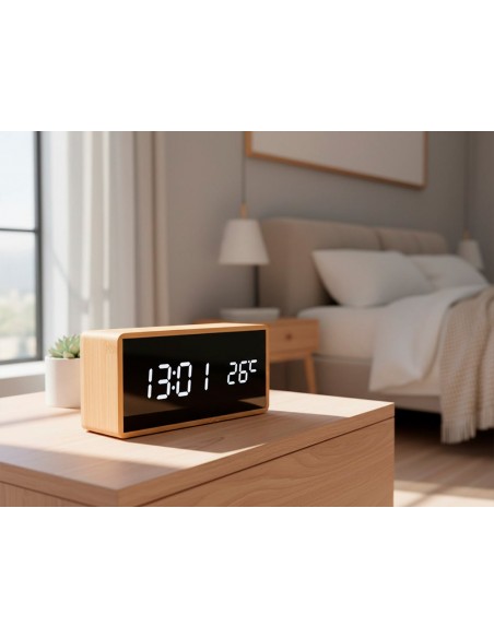Reloj q-connect sobremesa digital con temperatura 150x45x70mm