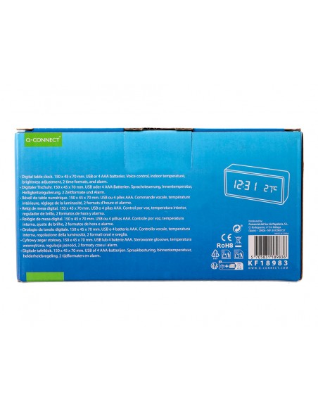 Reloj q-connect sobremesa digital con temperatura 150x45x70mm