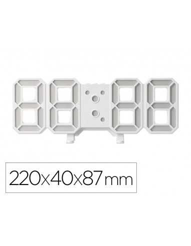 Reloj q-connect de pared digital con temperatura 3 alarmas control de sonido 220x40x87 mm