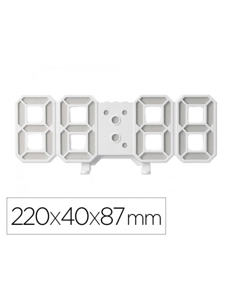 Reloj q-connect de pared digital con temperatura 3 alarmas control de sonido 220x40x87 mm