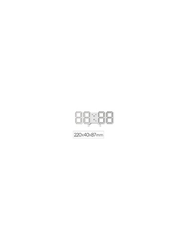 Reloj q-connect de pared digital con temperatura 3 alarmas control de sonido 220x40x87 mm
