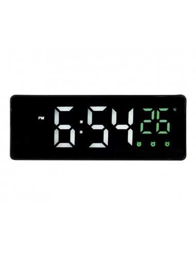 Reloj q-connect sobremesa digital con temperatura 3 alarmas control de voz 160x60x25mm