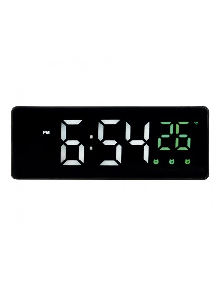 Reloj q-connect sobremesa digital con temperatura 3 alarmas control de voz 160x60x25mm Reloj q-connect sobremesa digital con temperatura 3 alarmas control de voz 160x60x25mm