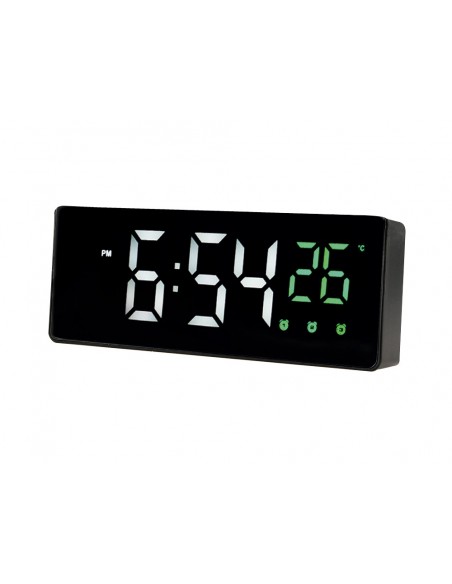 Reloj q-connect sobremesa digital con temperatura 3 alarmas control de voz 160x60x25mm Reloj q-connect sobremesa digital con temperatura 3 alarmas control de voz 160x60x25mm
