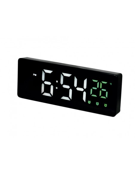 Reloj q-connect sobremesa digital con temperatura 3 alarmas control de voz 160x60x25mm Reloj q-connect sobremesa digital con temperatura 3 alarmas control de voz 160x60x25mm