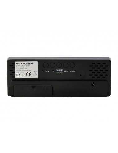 Reloj q-connect sobremesa digital con temperatura 3 alarmas control de voz 160x60x25mm