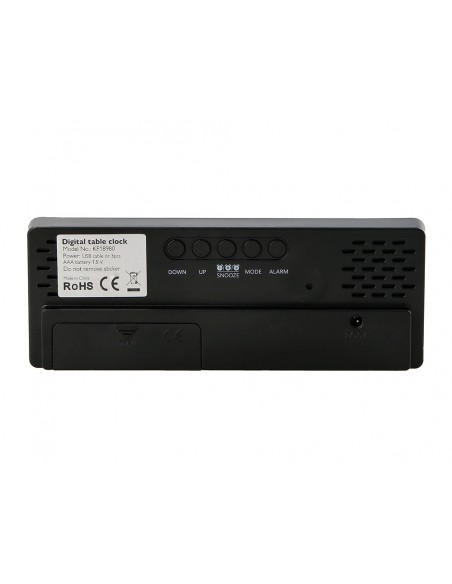 Reloj q-connect sobremesa digital con temperatura 3 alarmas control de voz 160x60x25mm Reloj q-connect sobremesa digital con temperatura 3 alarmas control de voz 160x60x25mm