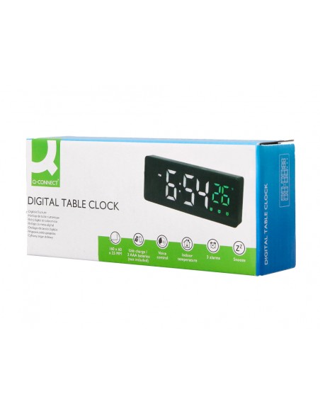 Reloj q-connect sobremesa digital con temperatura 3 alarmas control de voz 160x60x25mm Reloj q-connect sobremesa digital con temperatura 3 alarmas control de voz 160x60x25mm