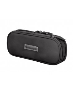 Estuche portatodo liderpapel color pop 2 cremalleras con compartimento extensible negro 230 x 60 mm