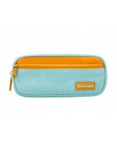Estuche portatodo liderpapel duo 2 cremalleras con bolsillofrontal azul claro 220x90x50 mm