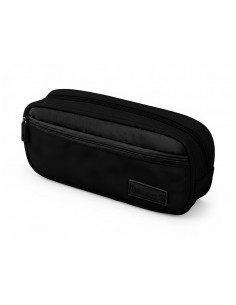 Estuche portatodo liderpapel duo 2 cremalleras con bolsillofrontal negro 220x90x50 mm