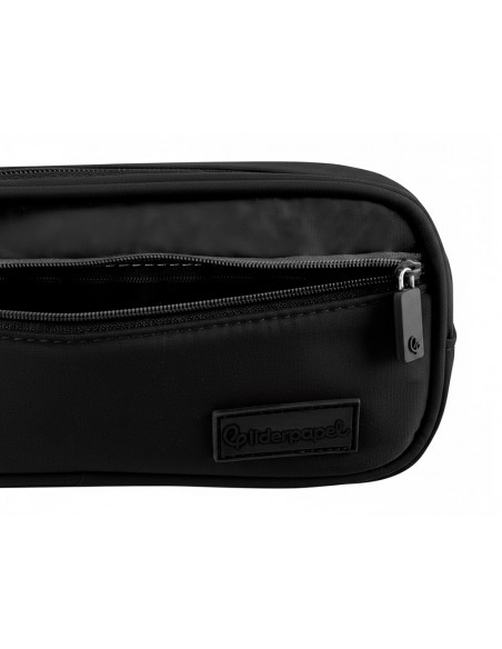 Estuche portatodo liderpapel duo 2 cremalleras con bolsillofrontal negro 220x90x50 mm