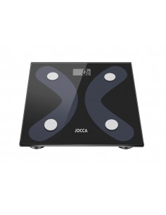 Bascula inteligente jocca de vidrio templado con bluetooth mide peso grasa agua hasta 8 usuarios capacidad hasta 180 kg