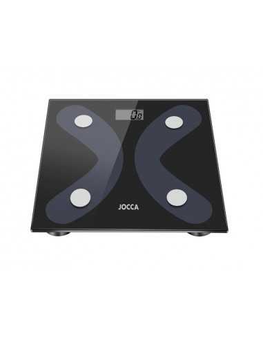 Bascula inteligente jocca de vidrio templado con bluetooth mide peso grasa agua hasta 8 usuarios capacidad hasta 180 kg