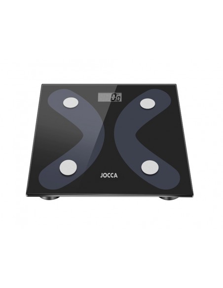 Bascula inteligente jocca de vidrio templado con bluetooth mide peso grasa agua hasta 8 usuarios capacidad hasta 180 kg