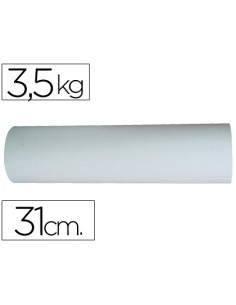 Papel kraft blanco bobina ancho 31cm longitud 250mt gramaje 50gr peso 3,5kg