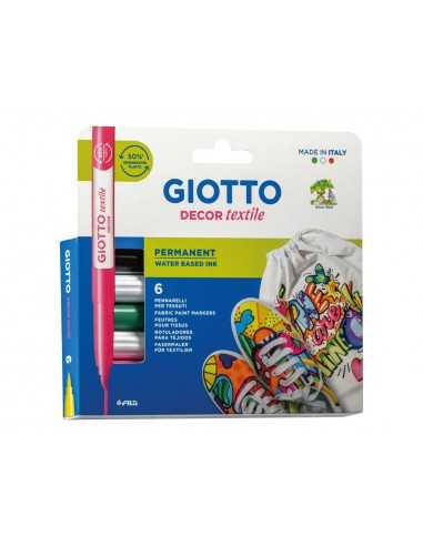 Rotulador giotto decor textile para camisetas caja de 6 unidades colores surtidos
