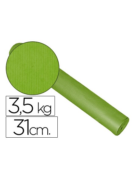 Papel de regalo kraft liso bobina ancho 31 cm peso 3,5 kg gramaje 60 gr verde pistacho