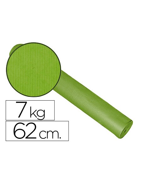 Papel de regalo kraft liso bobina ancho 62 cm peso 7 kg gramaje 60 gr verde pistacho