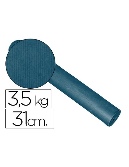 Papel de regalo kraft liso kfc bobina ancho 31 cm peso 3,5 kg gramaje 60 gr azul cobalto