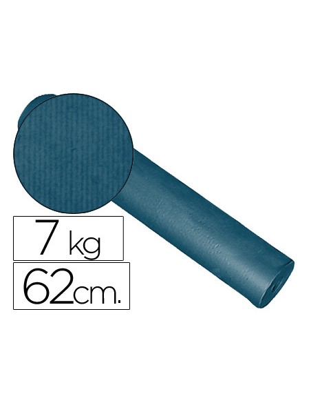 Papel de regalo kraft liso kfc bobina ancho 62 cm peso 7 kg gramaje 60 gr azul cobalto