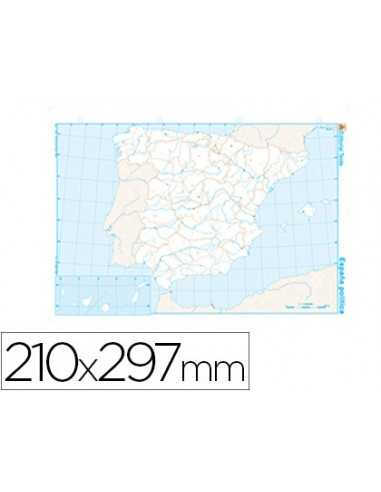 Mapa mudo b/n din a4 españa politico