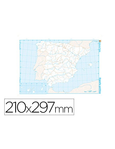 Mapa mudo b/n din a4 españa politico