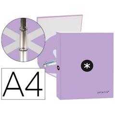 Carpeta antartik a4 forrada 4 anillas 25 mm redondas color lavanda