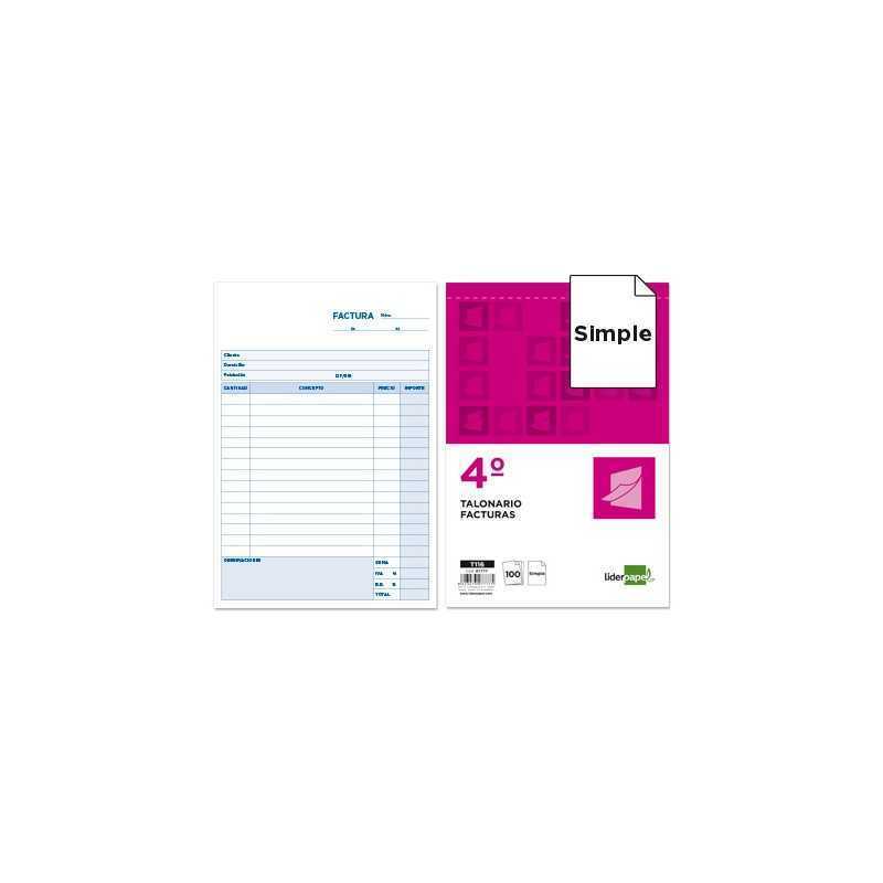 Talonario liderpapel facturas cuarto -con iva- 116