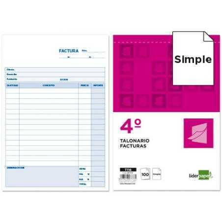 Talonario liderpapel facturas cuarto -con iva- 116