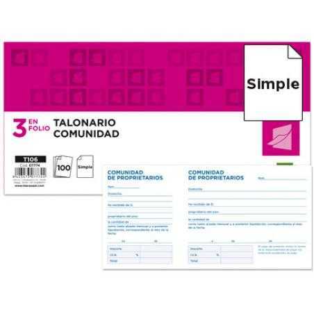 Talonario liderpapel comunidad tres en folio 106 con iva