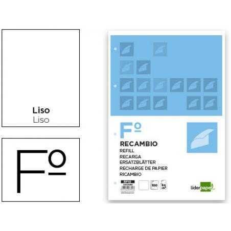 Recambio liderpapel folio 100 h 4tf-10 liso 4 taladros