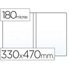 Funda portadocumento q-connect folio doble 180 micras pvc transparente 330x470mm