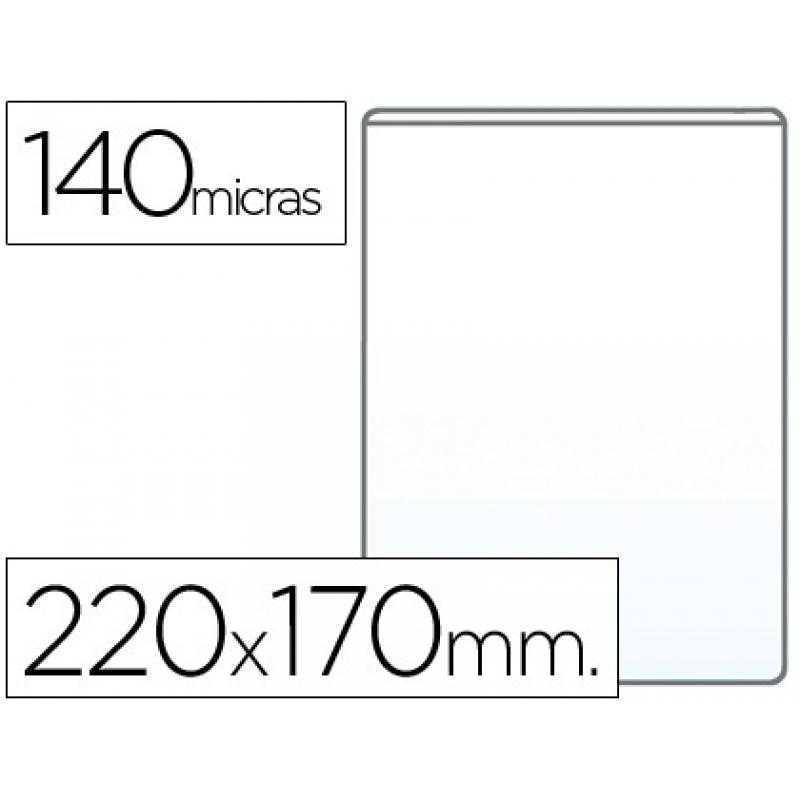 Funda portacarnet q-connect cuarto 140 micras pvc transparente 220x170mm
