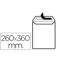 Sobre liderpapel bolsa blanco 260x360 mm solapa tira de silicona papel offset 100 gr caja de 250 unidades