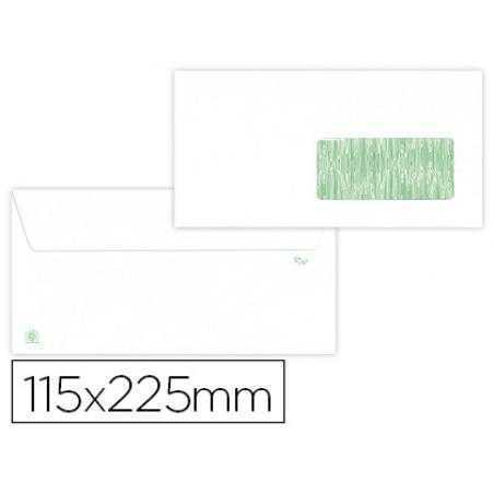 Sobre liderpapel blanco 115x225 mm ventana derecha solapa tira silicona reciclado 90 gr caja de 500 unidades