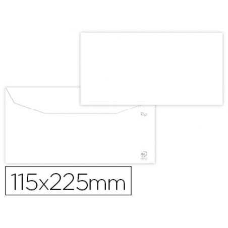 Sobre liderpapel blanco 115x225 mm solapa engomada papel offset 80 gr caja de 500 unidades