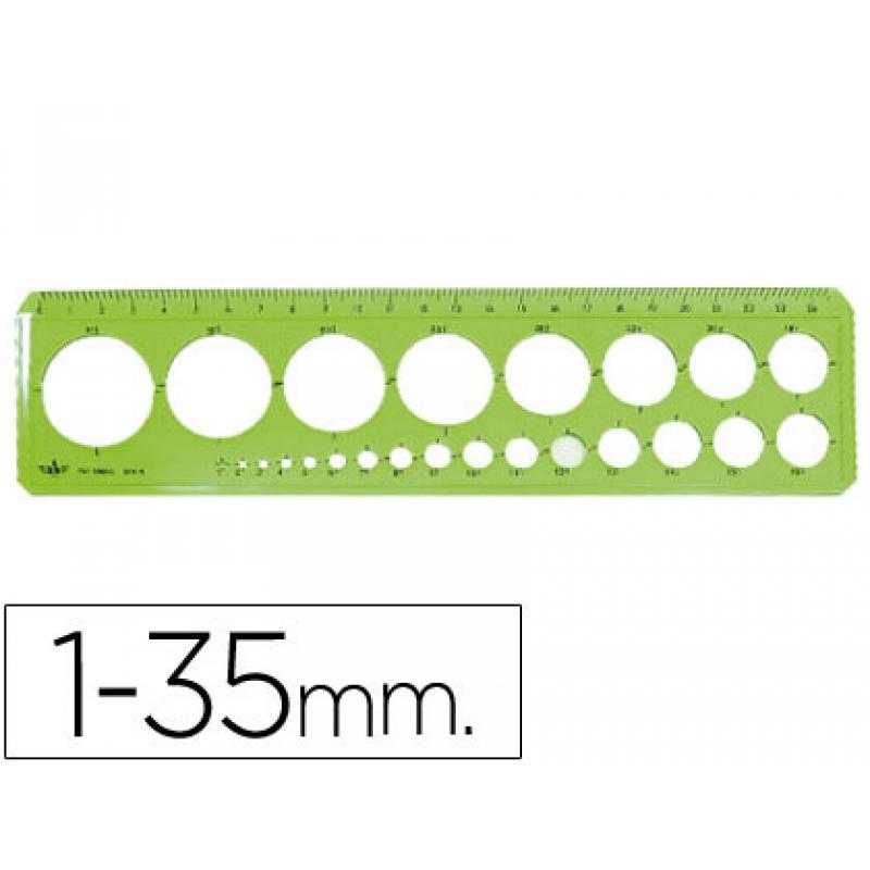 Plantilla domingo ferrer circulos 1-35 mm plastico verde