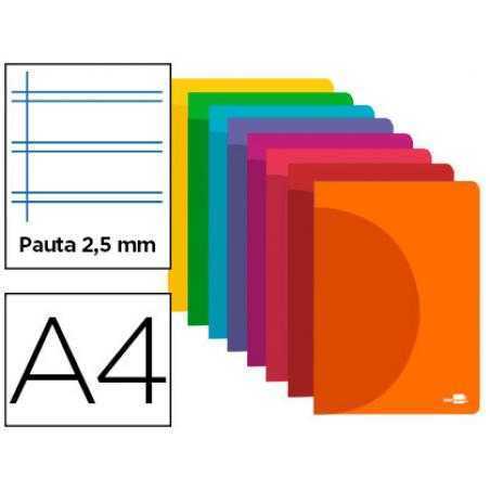 Libreta liderpapel 360 tapa de plastico a4 48 hojas 90g/m2 pauta 5 2,5mm con margen colores surtidos