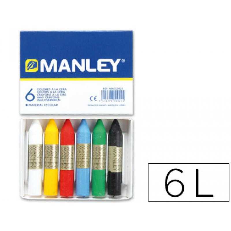 Lápices cera manley -caja de 6 colores ref.106