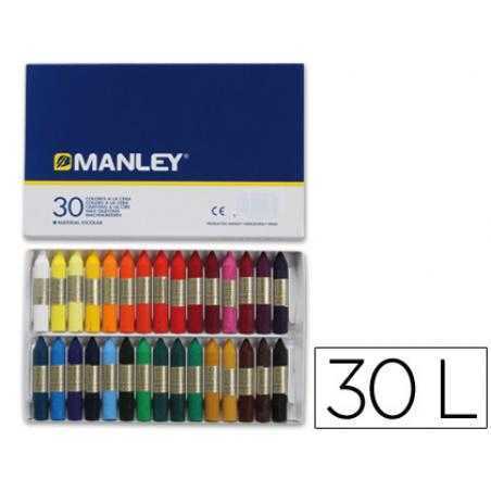 Lápices cera manley -caja de 30 colores