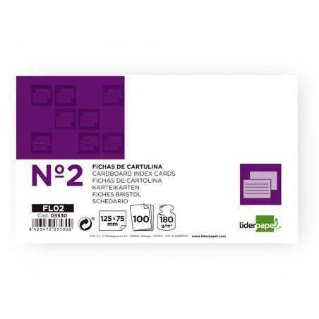 Ficha liderpapel lisa nº2 75 x 125mm paquete de 100 180g