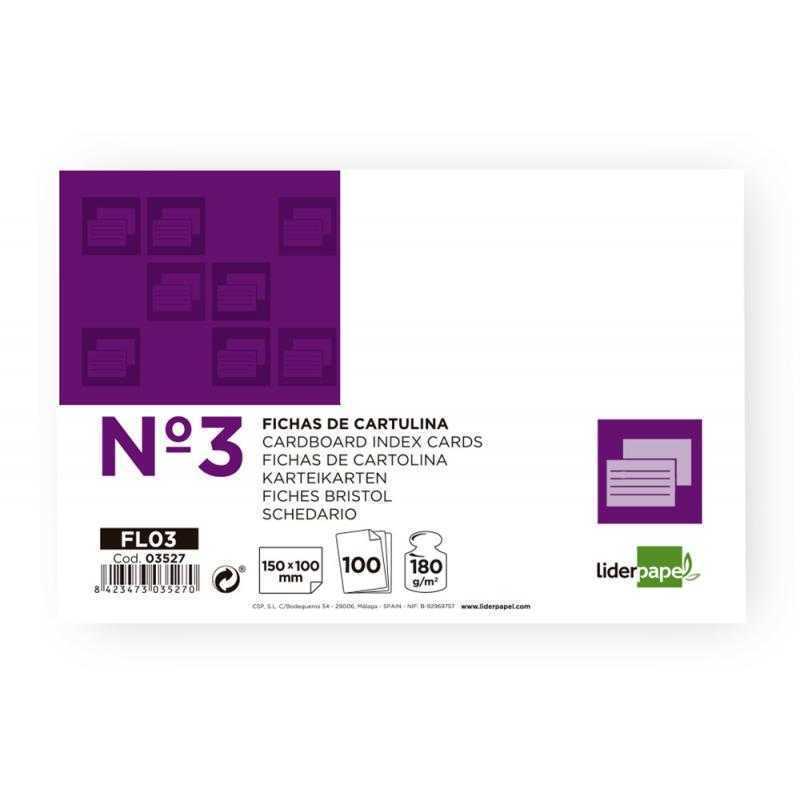 Ficha liderpapel lisa nº3 100x150mm paquete de 100 180g