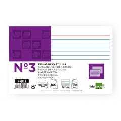 Ficha liderpapel rayada nº3 100x150 mm 180g/m2 paquete de 100 unidades