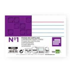 Ficha liderpapel rayada nº1 65x95 mm 180g/m2 paquete de 100 unidades