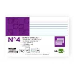 Ficha liderpapel rayada nº4 125x200 mm 180g/m2 paquete de 100 unidades