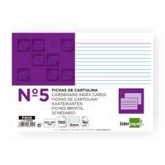 Ficha liderpapel rayada nº5 160x220 mm 180g/m2 paquete de 100 unidades