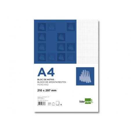 Bloc notas liderpapel cuadro 4mm a4 80 hojas 60g/m2